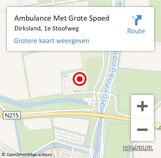 Locatie op kaart van de 112 melding: Ambulance Met Grote Spoed Naar Dirksland, 1e Stoofweg op 22 mei 2022 12:10