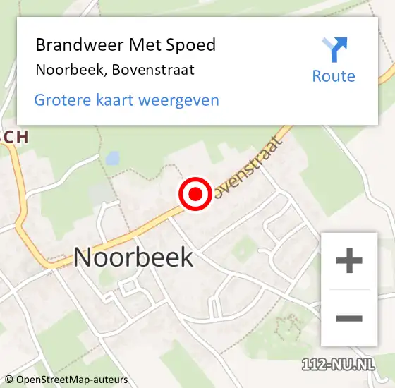 Locatie op kaart van de 112 melding: Brandweer Met Spoed Naar Noorbeek, Bovenstraat op 22 mei 2022 12:21