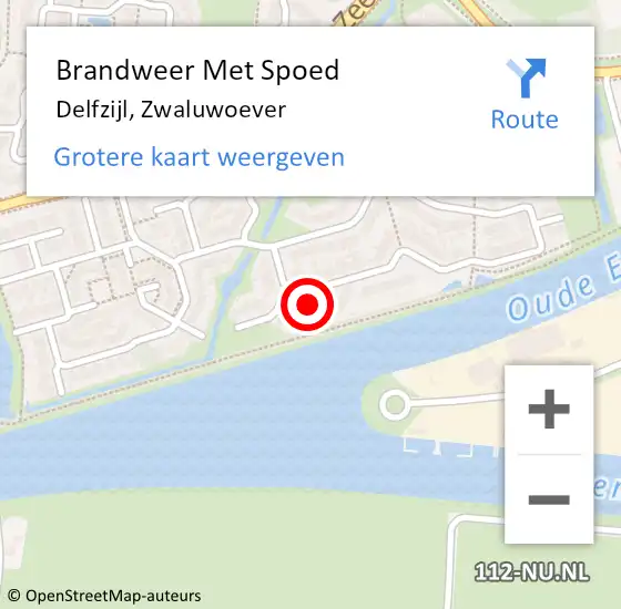 Locatie op kaart van de 112 melding: Brandweer Met Spoed Naar Delfzijl, Zwaluwoever op 22 mei 2022 12:26