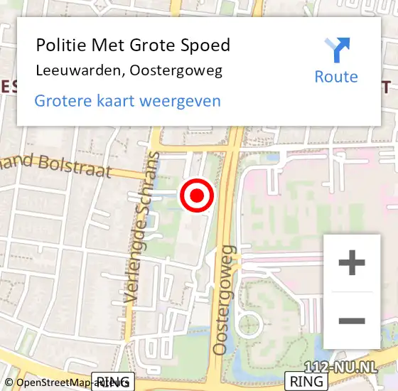 Locatie op kaart van de 112 melding: Politie Met Grote Spoed Naar Leeuwarden, Oostergoweg op 22 mei 2022 12:28