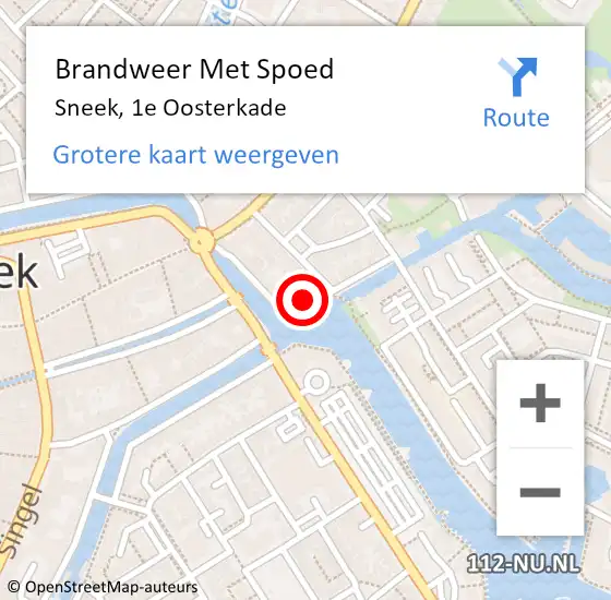 Locatie op kaart van de 112 melding: Brandweer Met Spoed Naar Sneek, 1e Oosterkade op 22 mei 2022 12:29