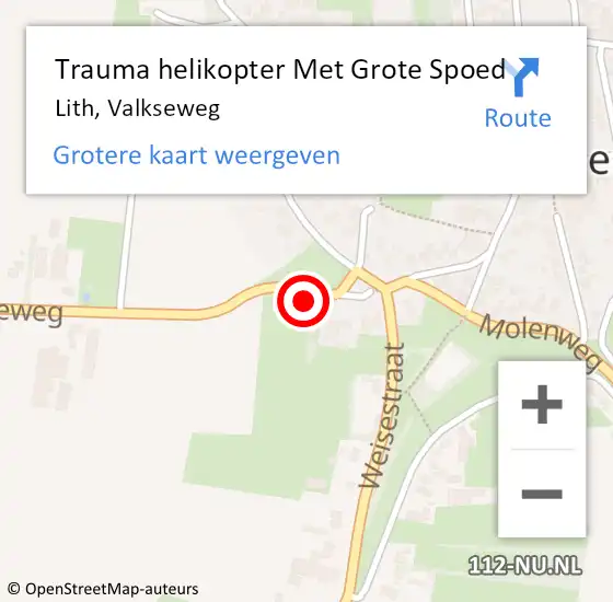 Locatie op kaart van de 112 melding: Trauma helikopter Met Grote Spoed Naar Lith, Valkseweg op 22 mei 2022 12:29