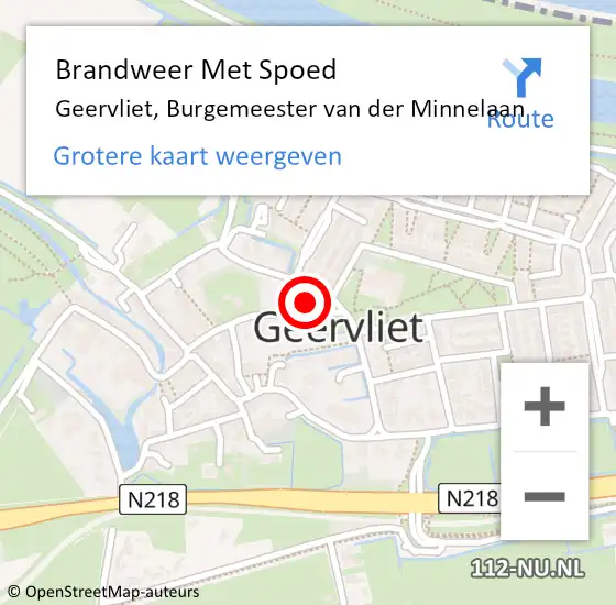 Locatie op kaart van de 112 melding: Brandweer Met Spoed Naar Geervliet, Burgemeester van der Minnelaan op 22 mei 2022 12:37