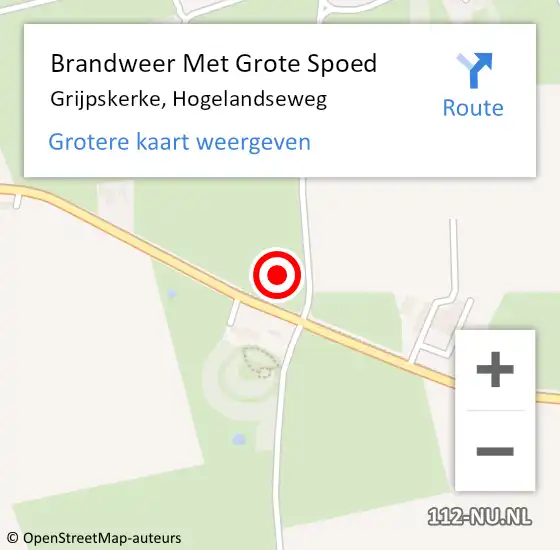 Locatie op kaart van de 112 melding: Brandweer Met Grote Spoed Naar Grijpskerke, Hogelandseweg op 22 mei 2022 12:42
