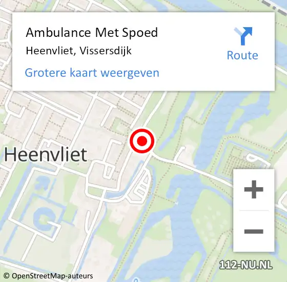 Locatie op kaart van de 112 melding: Ambulance Met Spoed Naar Heenvliet, Vissersdijk op 22 mei 2022 12:51