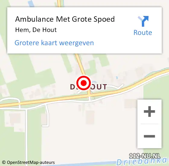 Locatie op kaart van de 112 melding: Ambulance Met Grote Spoed Naar Hem, De Hout op 22 mei 2022 12:55