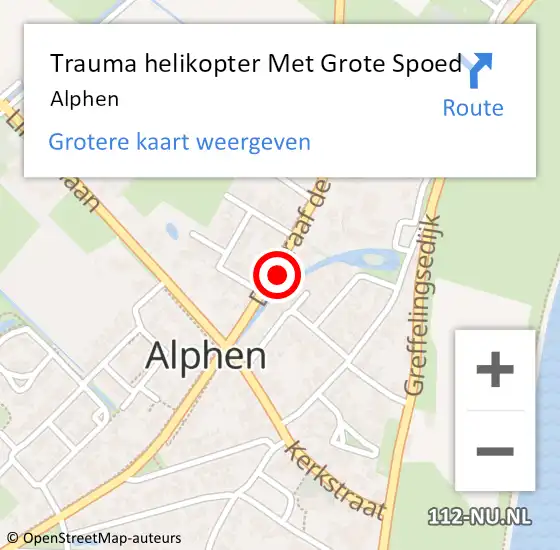 Locatie op kaart van de 112 melding: Trauma helikopter Met Grote Spoed Naar Alphen op 22 mei 2022 12:58