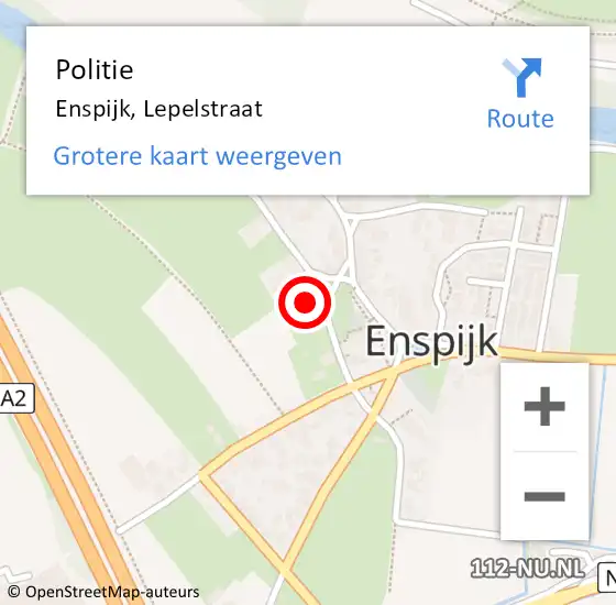 Locatie op kaart van de 112 melding: Politie Enspijk, Lepelstraat op 22 mei 2022 12:59