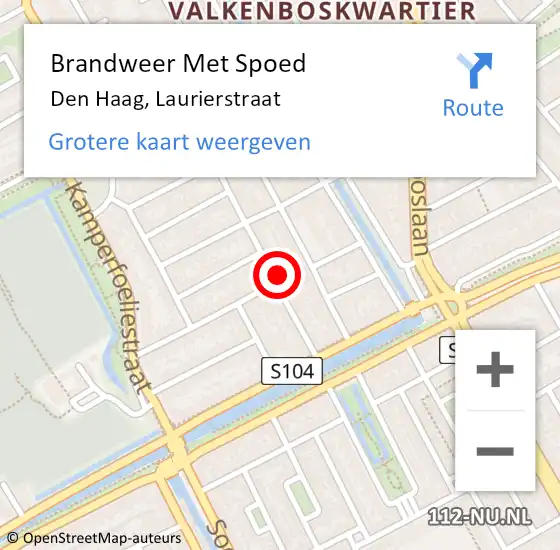 Locatie op kaart van de 112 melding: Brandweer Met Spoed Naar Den Haag, Laurierstraat op 22 mei 2022 13:04