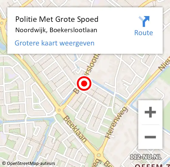 Locatie op kaart van de 112 melding: Politie Met Grote Spoed Naar Noordwijk, Boekerslootlaan op 22 mei 2022 13:15