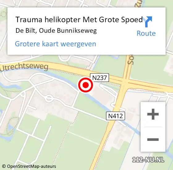 Locatie op kaart van de 112 melding: Trauma helikopter Met Grote Spoed Naar De Bilt, Oude Bunnikseweg op 22 mei 2022 13:28