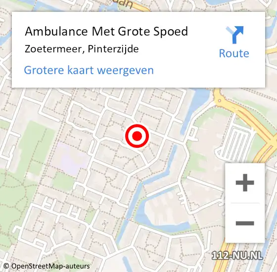 Locatie op kaart van de 112 melding: Ambulance Met Grote Spoed Naar Zoetermeer, Pinterzijde op 22 mei 2022 13:30