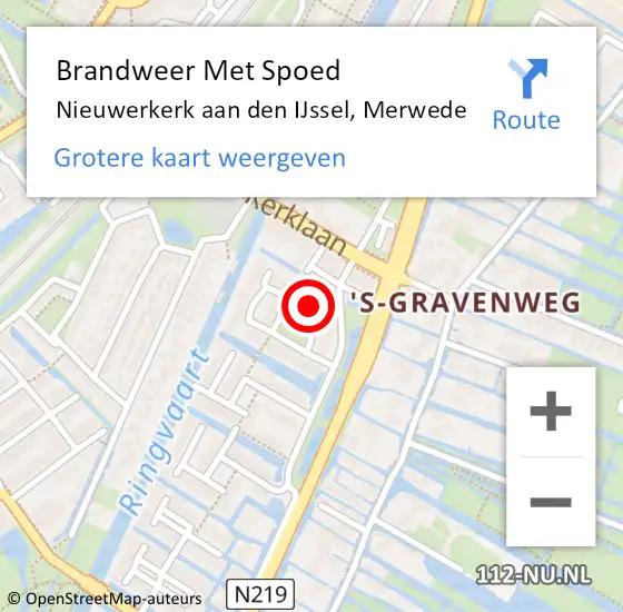 Locatie op kaart van de 112 melding: Brandweer Met Spoed Naar Nieuwerkerk aan den IJssel, Merwede op 22 mei 2022 13:36