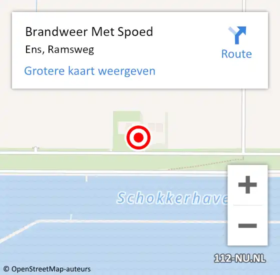 Locatie op kaart van de 112 melding: Brandweer Met Spoed Naar Ens, Ramsweg op 22 mei 2022 13:39