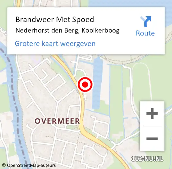 Locatie op kaart van de 112 melding: Brandweer Met Spoed Naar Nederhorst den Berg, Kooikerboog op 22 mei 2022 13:40