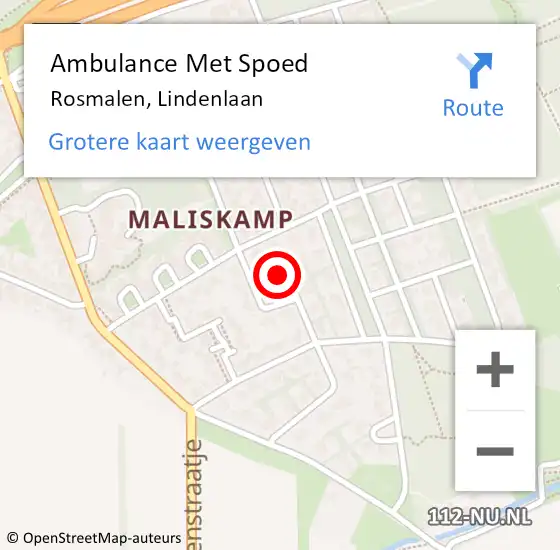 Locatie op kaart van de 112 melding: Ambulance Met Spoed Naar Rosmalen, Lindenlaan op 18 juli 2014 05:24