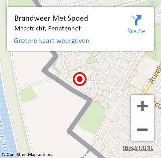 Locatie op kaart van de 112 melding: Brandweer Met Spoed Naar Maastricht, Penatenhof op 22 mei 2022 13:43