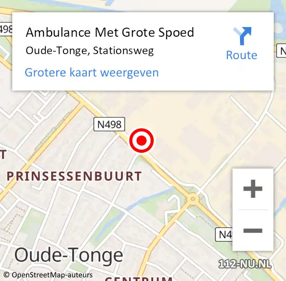 Locatie op kaart van de 112 melding: Ambulance Met Grote Spoed Naar Oude-Tonge, Stationsweg op 22 mei 2022 13:47