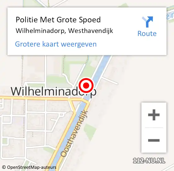 Locatie op kaart van de 112 melding: Politie Met Grote Spoed Naar Wilhelminadorp, Westhavendijk op 22 mei 2022 13:56