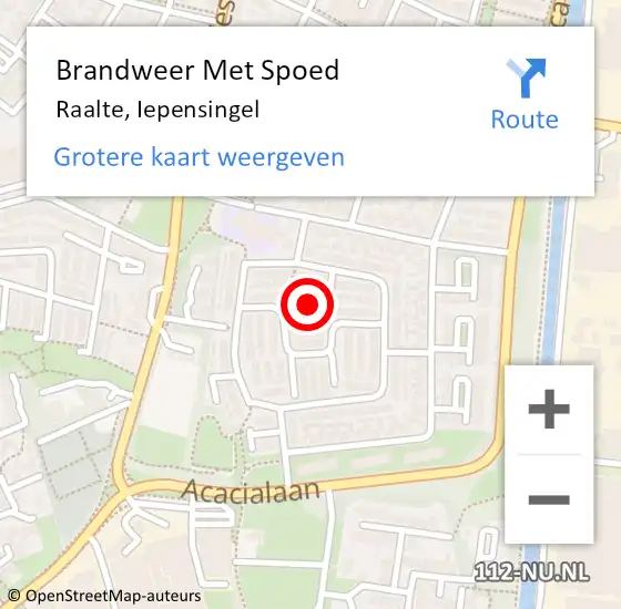 Locatie op kaart van de 112 melding: Brandweer Met Spoed Naar Raalte, Iepensingel op 22 mei 2022 13:57