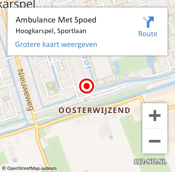 Locatie op kaart van de 112 melding: Ambulance Met Spoed Naar Hoogkarspel, Sportlaan op 22 mei 2022 14:05