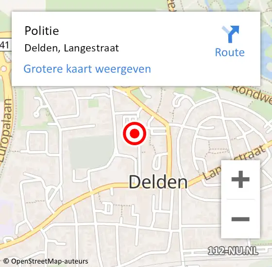 Locatie op kaart van de 112 melding: Politie Delden, Langestraat op 22 mei 2022 14:18