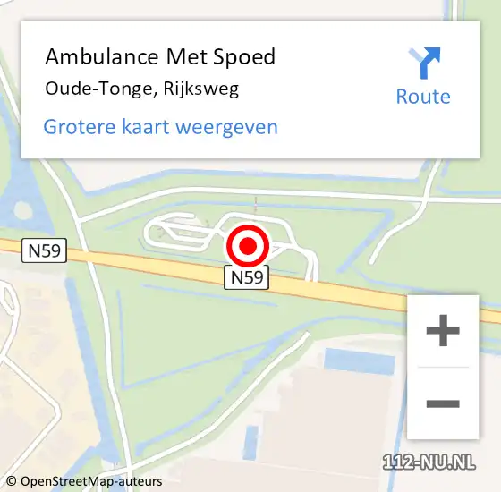 Locatie op kaart van de 112 melding: Ambulance Met Spoed Naar Oude-Tonge, Rijksweg op 22 mei 2022 14:29
