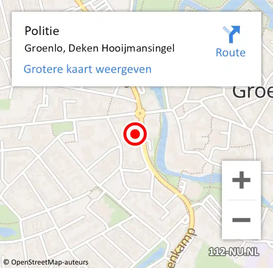 Locatie op kaart van de 112 melding: Politie Groenlo, Deken Hooijmansingel op 22 mei 2022 14:47