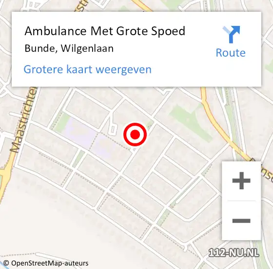 Locatie op kaart van de 112 melding: Ambulance Met Grote Spoed Naar Bunde, Wilgenlaan op 18 juli 2014 05:51