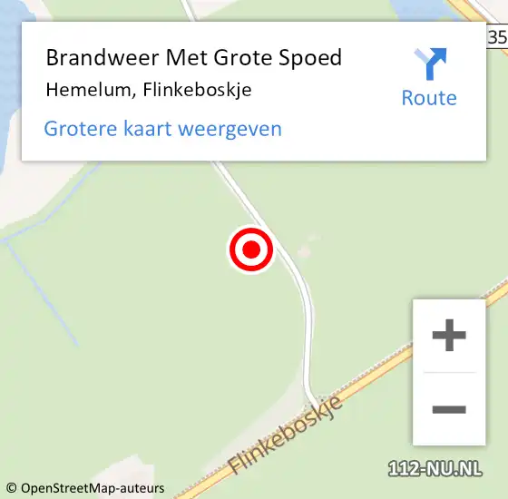 Locatie op kaart van de 112 melding: Brandweer Met Grote Spoed Naar Hemelum, Flinkeboskje op 22 mei 2022 15:33