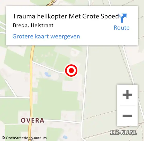 Locatie op kaart van de 112 melding: Trauma helikopter Met Grote Spoed Naar Breda, Heistraat op 22 mei 2022 15:37
