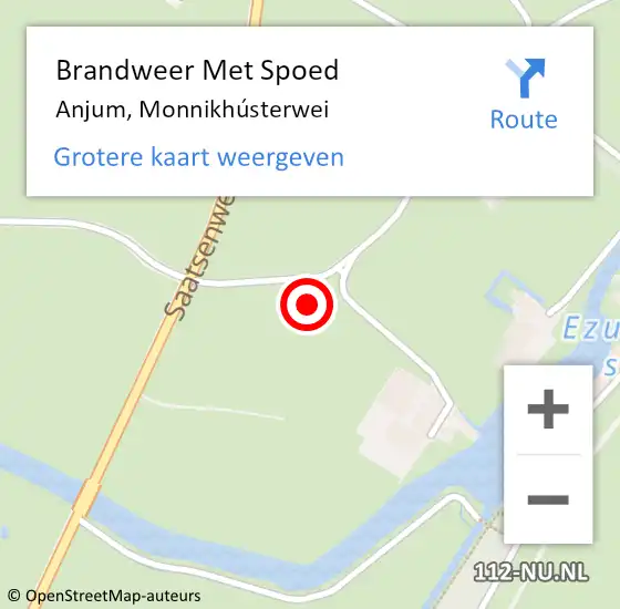 Locatie op kaart van de 112 melding: Brandweer Met Spoed Naar Anjum, Monnikhústerwei op 22 mei 2022 15:45