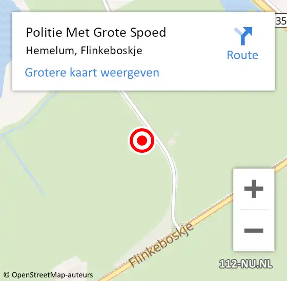 Locatie op kaart van de 112 melding: Politie Met Grote Spoed Naar Hemelum, Flinkeboskje op 22 mei 2022 15:47