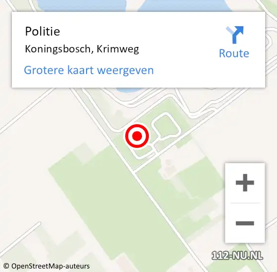 Locatie op kaart van de 112 melding: Politie Koningsbosch, Krimweg op 22 mei 2022 15:50