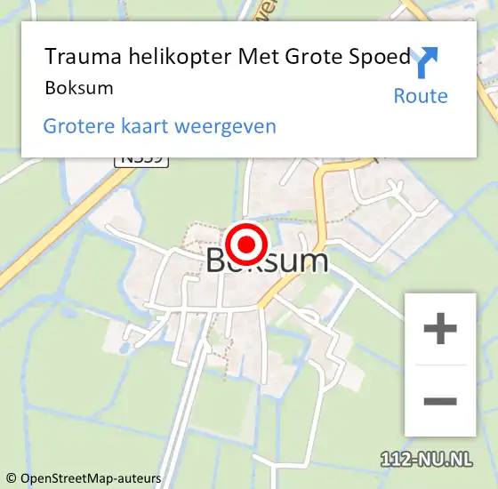 Locatie op kaart van de 112 melding: Trauma helikopter Met Grote Spoed Naar Boksum op 22 mei 2022 16:11