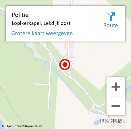 Locatie op kaart van de 112 melding: Politie Lopikerkapel, Lekdijk oost op 22 mei 2022 16:11