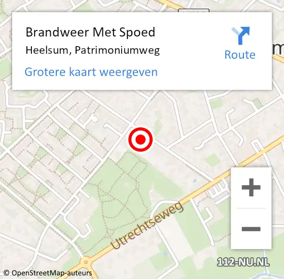 Locatie op kaart van de 112 melding: Brandweer Met Spoed Naar Heelsum, Patrimoniumweg op 22 mei 2022 16:20