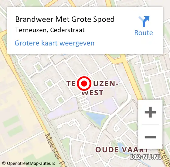 Locatie op kaart van de 112 melding: Brandweer Met Grote Spoed Naar Terneuzen, Cederstraat op 22 mei 2022 16:41