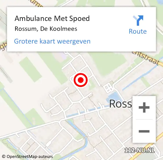 Locatie op kaart van de 112 melding: Ambulance Met Spoed Naar Rossum, De Koolmees op 22 mei 2022 16:45