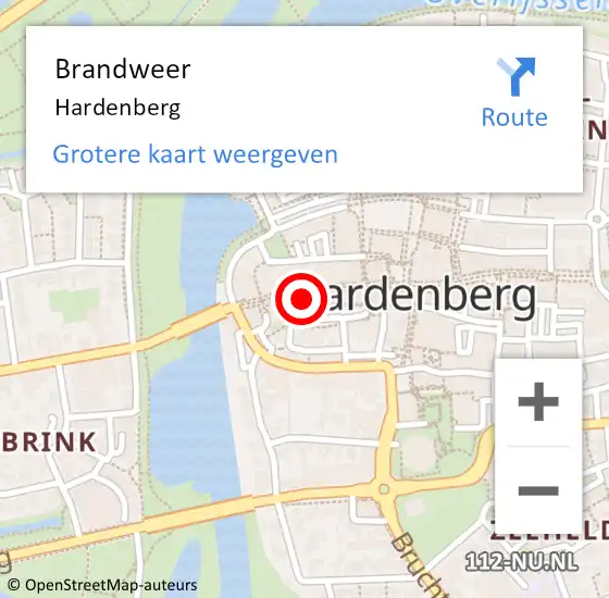 Locatie op kaart van de 112 melding: Brandweer Hardenberg op 22 mei 2022 16:53