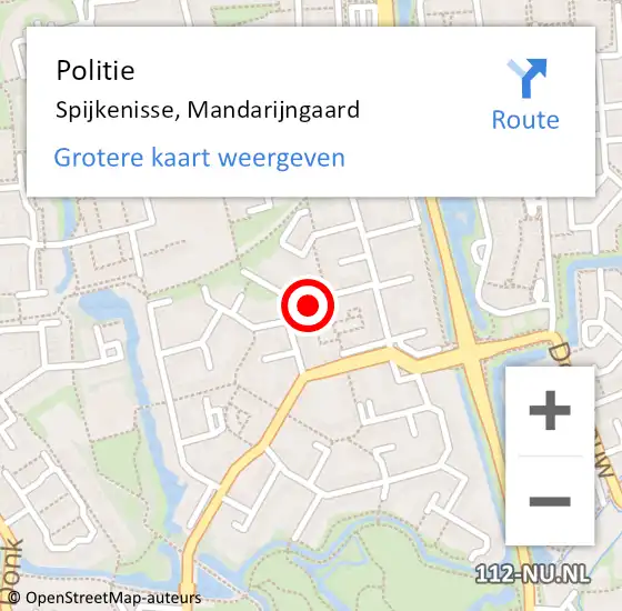 Locatie op kaart van de 112 melding: Politie Spijkenisse, Mandarijngaard op 22 mei 2022 16:54
