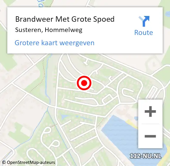 Locatie op kaart van de 112 melding: Brandweer Met Grote Spoed Naar Susteren, Hommelweg op 22 mei 2022 17:01