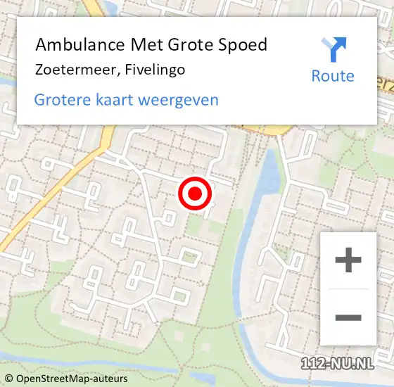 Locatie op kaart van de 112 melding: Ambulance Met Grote Spoed Naar Zoetermeer, Fivelingo op 22 mei 2022 17:06