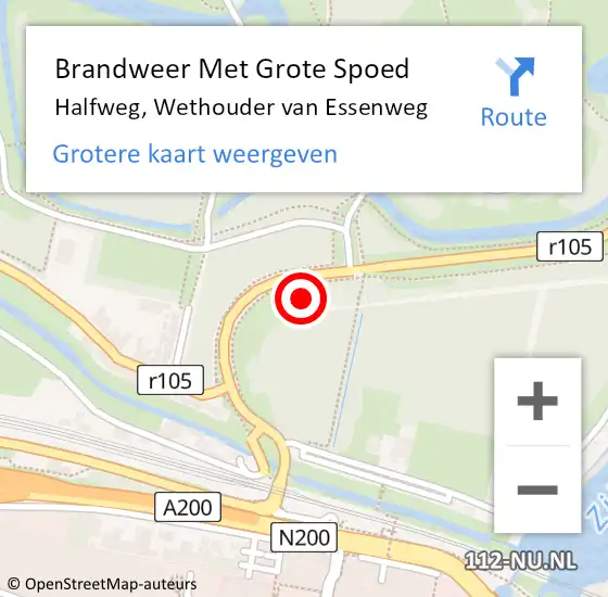 Locatie op kaart van de 112 melding: Brandweer Met Grote Spoed Naar Halfweg, Wethouder van Essenweg op 22 mei 2022 17:06