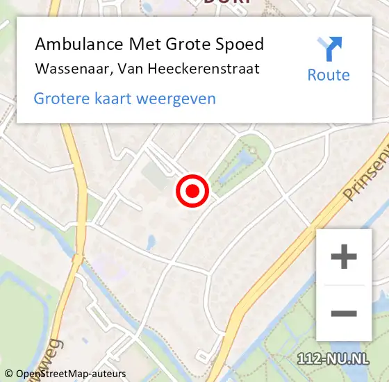 Locatie op kaart van de 112 melding: Ambulance Met Grote Spoed Naar Wassenaar, Van Heeckerenstraat op 22 mei 2022 17:34