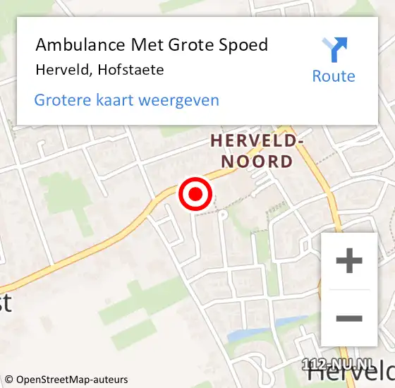 Locatie op kaart van de 112 melding: Ambulance Met Grote Spoed Naar Herveld, Hofstaete op 22 mei 2022 17:35