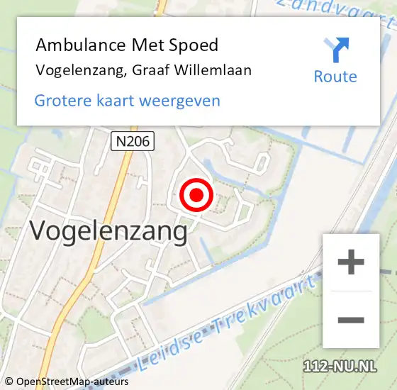 Locatie op kaart van de 112 melding: Ambulance Met Spoed Naar Vogelenzang, Graaf Willemlaan op 22 mei 2022 17:38