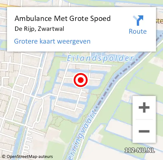 Locatie op kaart van de 112 melding: Ambulance Met Grote Spoed Naar De Rijp, Zwartwal op 22 mei 2022 17:46