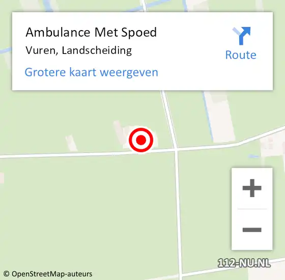 Locatie op kaart van de 112 melding: Ambulance Met Spoed Naar Vuren, Landscheiding op 22 mei 2022 18:02