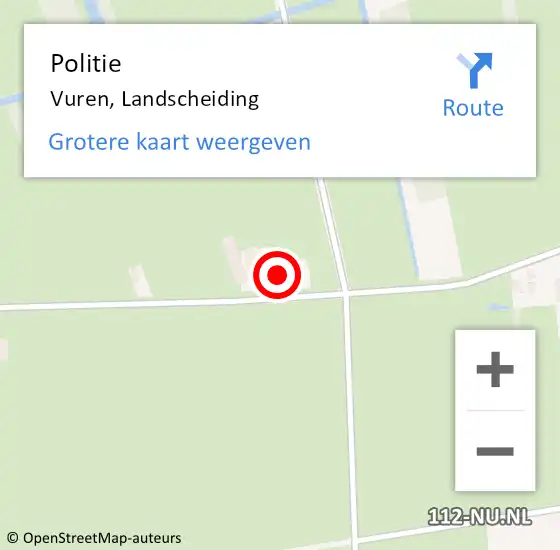 Locatie op kaart van de 112 melding: Politie Vuren, Landscheiding op 22 mei 2022 18:04